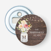 Décapsuleur Nom de famille Monogramme Fleur Jar Mason Rustique (Devant)
