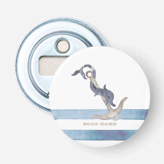 Décapsuleur Nom du bateau nautique, Ancre Dauphin Stripes (Devant)