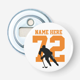 Décapsuleur Nom du joueur de hockey personnalisé Numéro orange