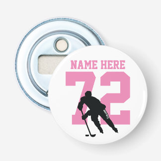 Décapsuleur Nom du joueur de hockey personnalisé Numéro rose