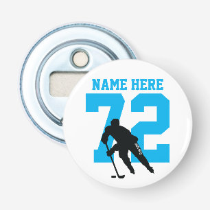 Décapsuleur Nom du joueur de hockey personnalisé Numéro Turquo