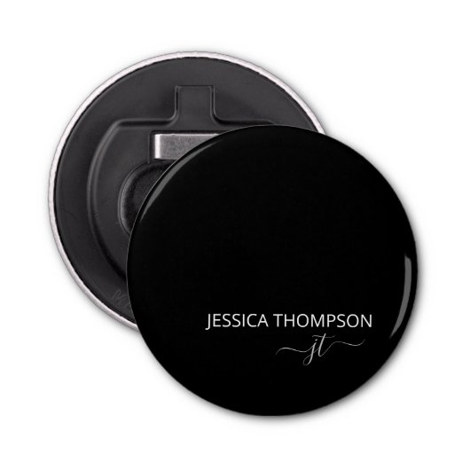 Décapsuleur Nom du monogramme noir moderne personnalisé (Devant)