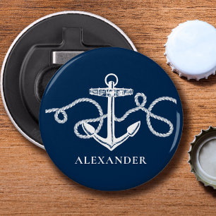 Décapsuleur Nom du monogramme personnalisé Ancre nautique