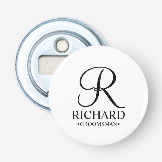 Décapsuleur Nom et monogramme du Groomsman personnalisé (Devant)