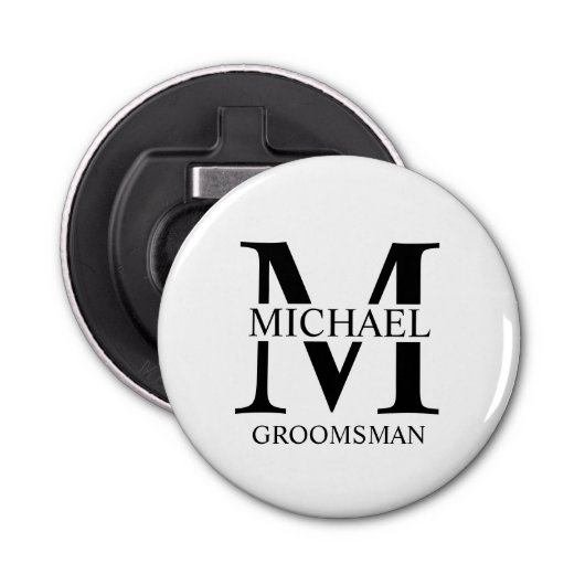 Décapsuleur Nom et monogramme du Groomsman personnalisé (Devant)