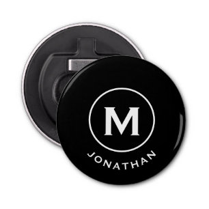 Décapsuleur Nom minimal de monogramme noir classique