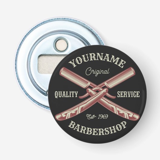 Décapsuleur NOM PERSONNALISÉ Barber Droit Razor Barbershop (Devant)