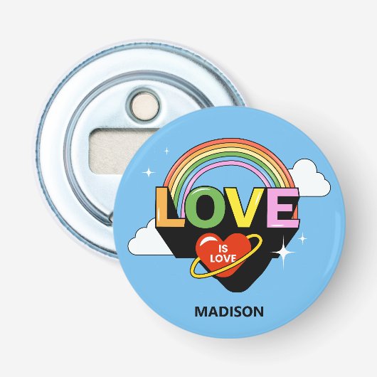 Décapsuleur Nom personnalisé "L'amour est amour" (Devant)