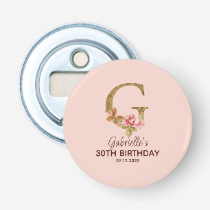Décapsuleur Nom personnalisé Lettre G Roses roses blush or