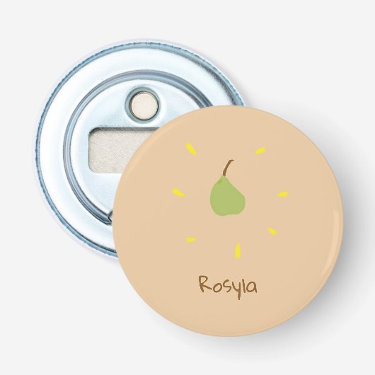 Décapsuleur Nom personnalisé poire peinte sur brun (Devant)