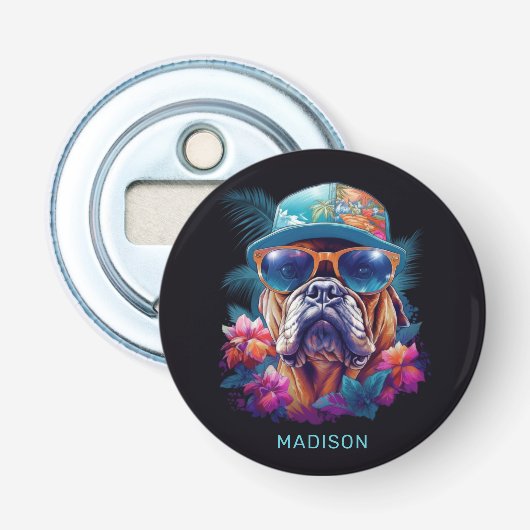 Décapsuleur Nom personnalisé Tropical Vacances Chien (Devant)