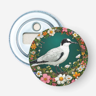 Décapsuleur Oiseau coloré avec cadre floral