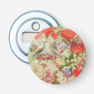 Décapsuleur Oiseaux de l'amour Vintage Antique Cœur