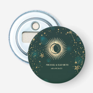 Décapsuleur Or céleste Soleil Et Lune Étoiles Vert