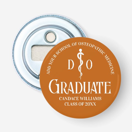 Décapsuleur Orange Ostéopathic Médicale School Graduation Part (Devant)