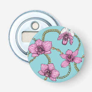 Décapsuleur Orchidées et chaînes, roses et bleues