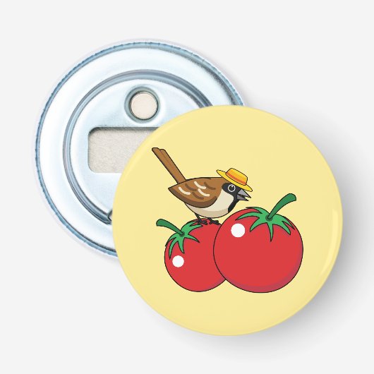 Décapsuleur Organic lover Sparrow Eating Red Tomato (Devant)