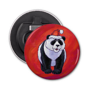 Décapsuleur Ours de panda à Santa Hat sur Rouge