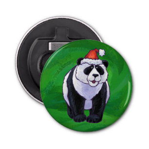 Décapsuleur Ours de panda à Santa Hat sur Vert