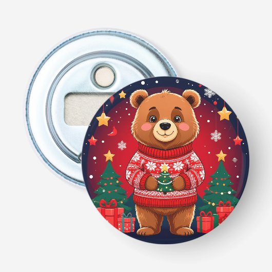 Décapsuleur Ours mignon en pull de Noël (Devant)