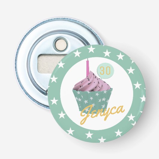 Décapsuleur Ouverture de bouteille de monogramme de cupcake (Devant)