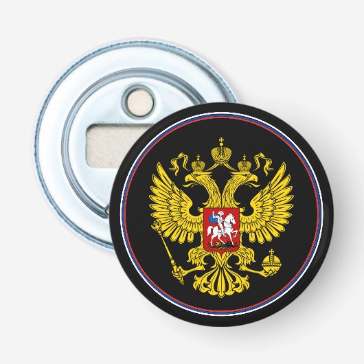 Décapsuleur Ouvrage de bouteille de drapeau russe, Emblème de (Devant)