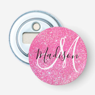 Décapsuleur Paillettes Rose Chaud Glamour Féminin Monogramme N