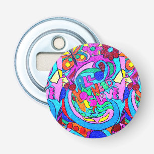 Décapsuleur paix colorée super et amour