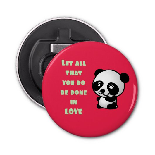 Décapsuleur Panda avec une citation d'amour inspirationnelle (Devant)