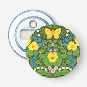 Décapsuleur Pansies jaunes, oiseaux et papillons