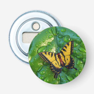 Décapsuleur Papillon 3D moderne à feuilles vertes avec gouttes
