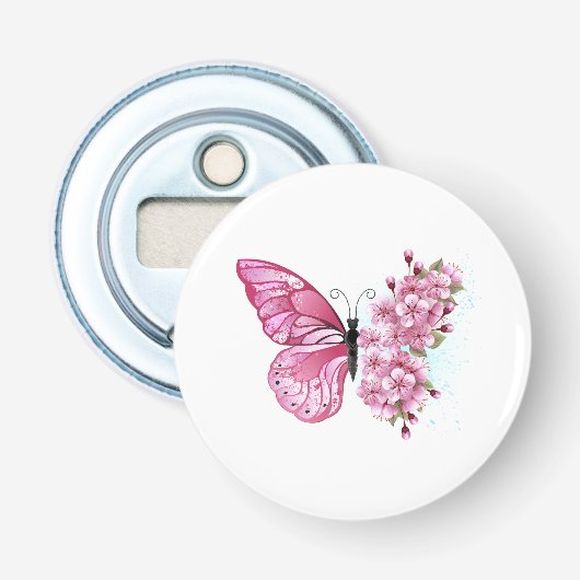 Décapsuleur Papillon de fleurs avec Sakura rose (Devant)