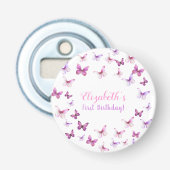 Décapsuleur Papillon rose Premier anniversaire Fille Fête Favo (Devant)