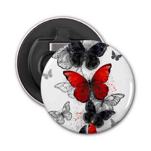 Décapsuleur Papillons noirs et rouges volants (Devant)