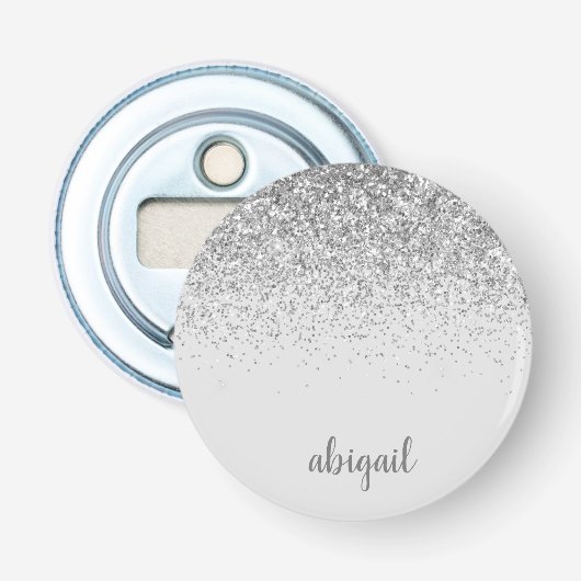 Décapsuleur Parties scintillant d'argent Girl Nom du monogramm (Devant)