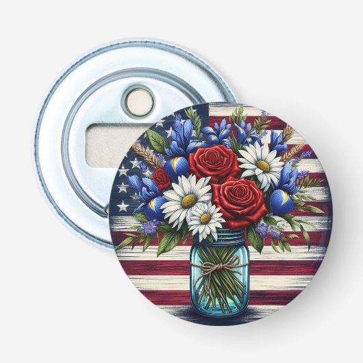 Décapsuleur Patriotique, floral en détresse (Devant)