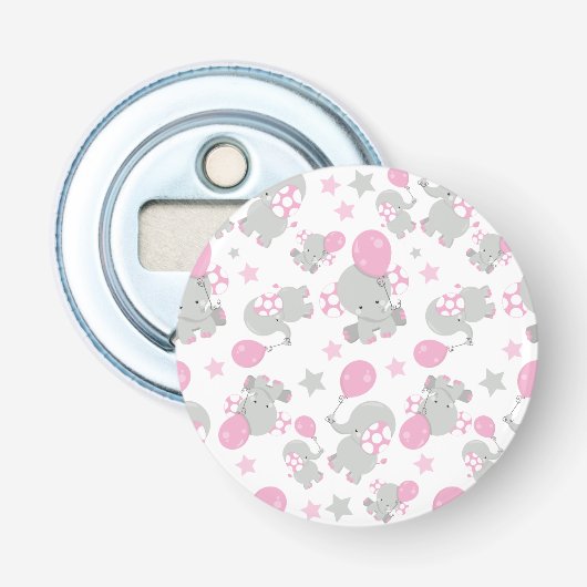 Décapsuleur Pattern of Elephants, Cute Elephants - Pink Gray (Devant)