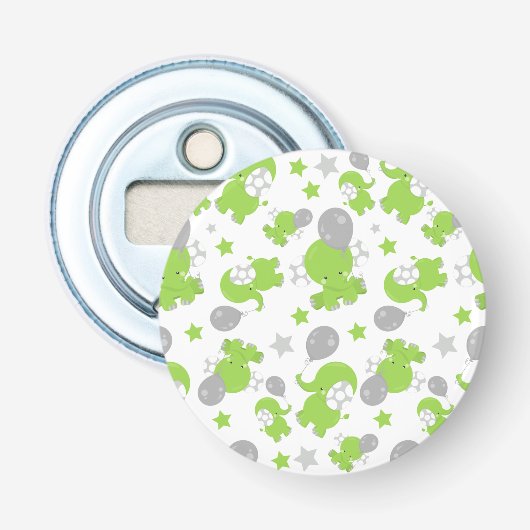 Décapsuleur Pattern of Green Elephants, Cute Elephants, stars (Devant)