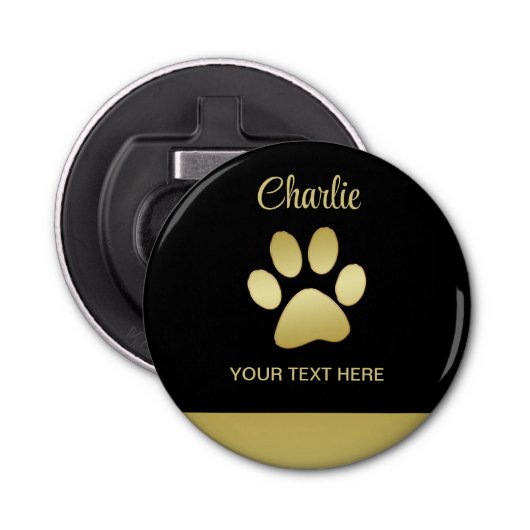 Décapsuleur Paw chien brillant or sur arrière - plan noir (Devant)