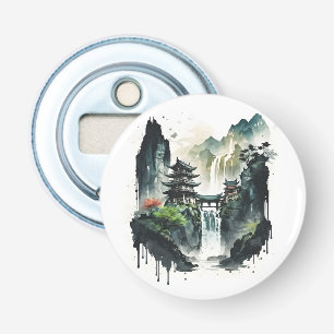 Décapsuleur Paysage antique de l'encre chinoise avec cascade
