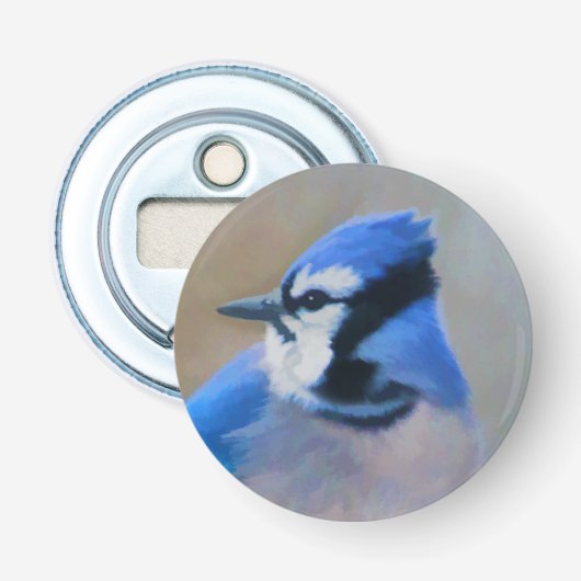 Décapsuleur Peinture Jay Bleu - Art Oiseau Original (Devant)
