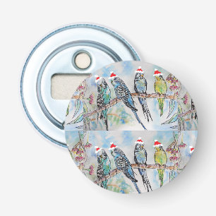 Décapsuleur Père Noël Budgie Noël aquarelle peinture oiseau