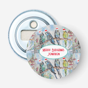 Décapsuleur Père Noël Budgie Noël aquarelle peinture oiseau