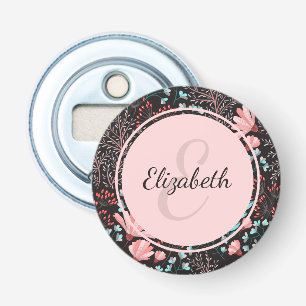 Décapsuleur Personnalisé rose et Turquoise floral foncé