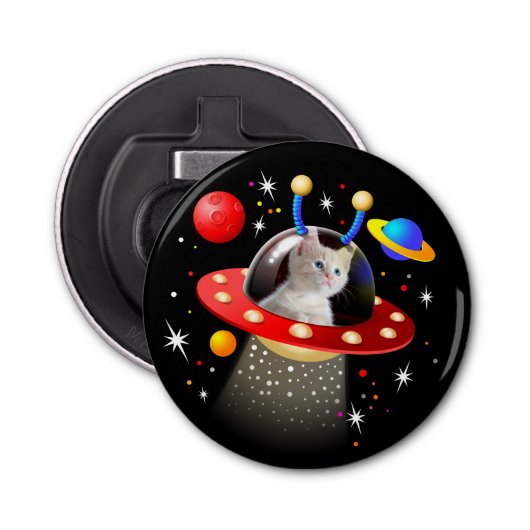 Décapsuleur Personnalisé VOTRE CAT Space Cat Kitten Sci-Fi (Devant)