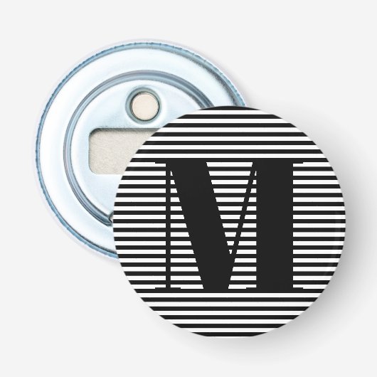Décapsuleur Personnaliser monogramme initial noir blanc rayure (Devant)