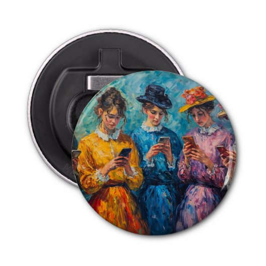 Décapsuleur Personnes du 19e siècle utilisant des smartphones (Devant)