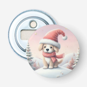 Décapsuleur Petit chiot de Noël en chapeau santa