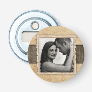 Décapsuleur Photo fiançailles Mariage rustique Vintage