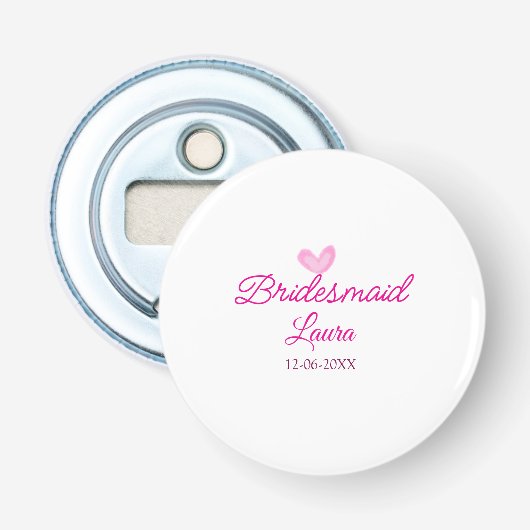 Décapsuleur PINK coeur minimal ajouter nom bridesmaid année ca (Devant)